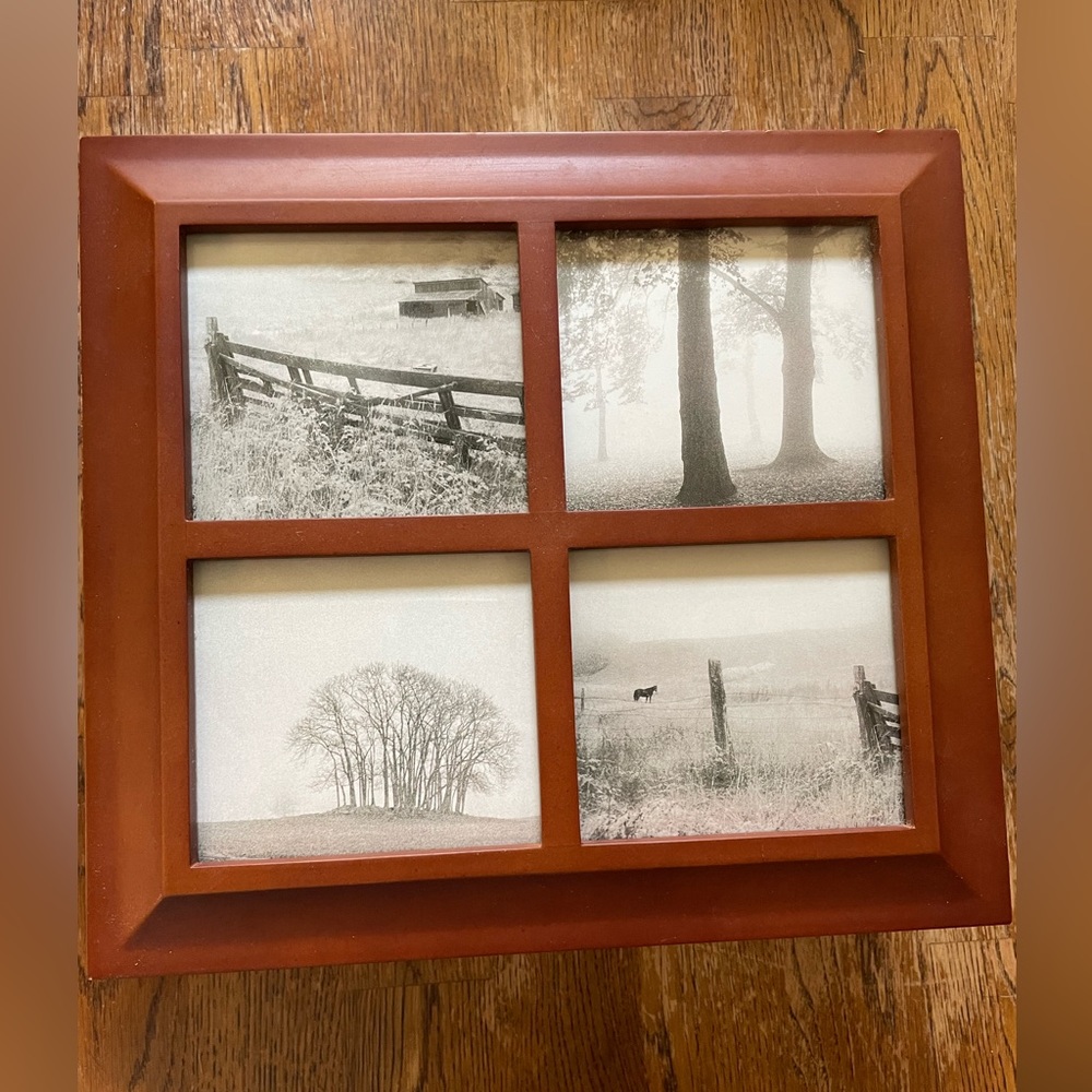 Wooden picture box with black velvet inside